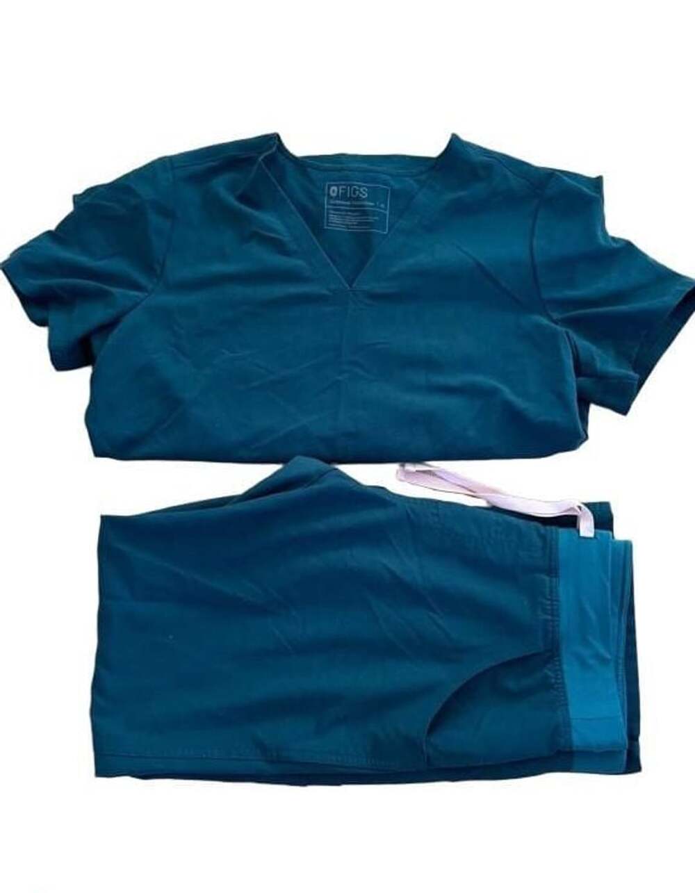 FIGS Technical Collection Scrub Set V-Neck Top and Pants Medium Dark Teal